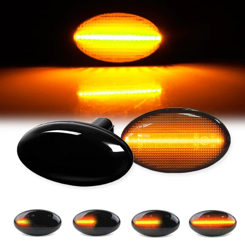 2Pcs Dynamic Amber LED Side Marker Turn Signal Sequential Blinker Light For Subaru Liberty Forester Impreza Wrx Sti 2002-2007