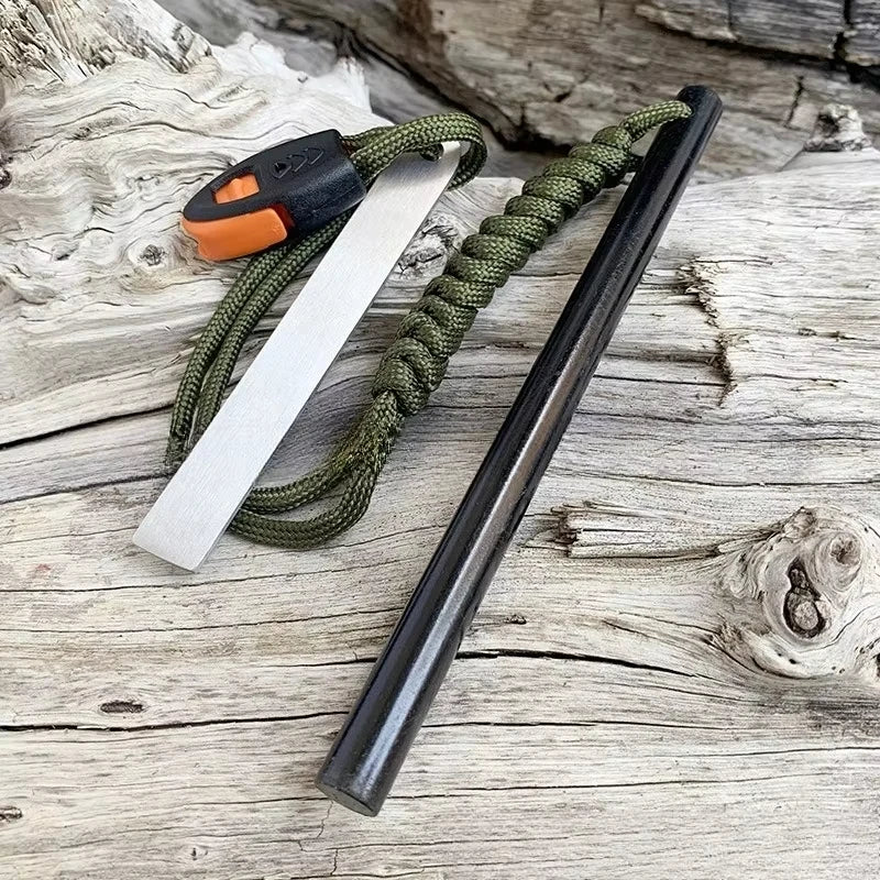 Rainproof Flint Magnesium Rod 10*150mm White Steel Scraper Whistle Camping Gnition Flint Rod EDC Survival Fire Starting Tool
