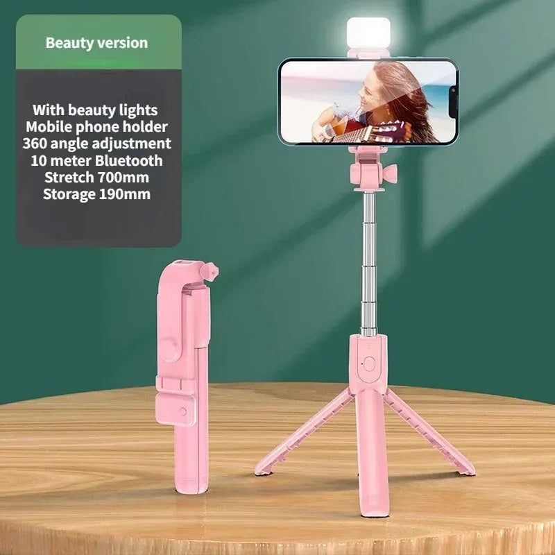 Handheld 360 Degree Flexible Sports Camera Mini Selfie Stick Tripod with Wireless Remote Mobile Phone Monopod Stand