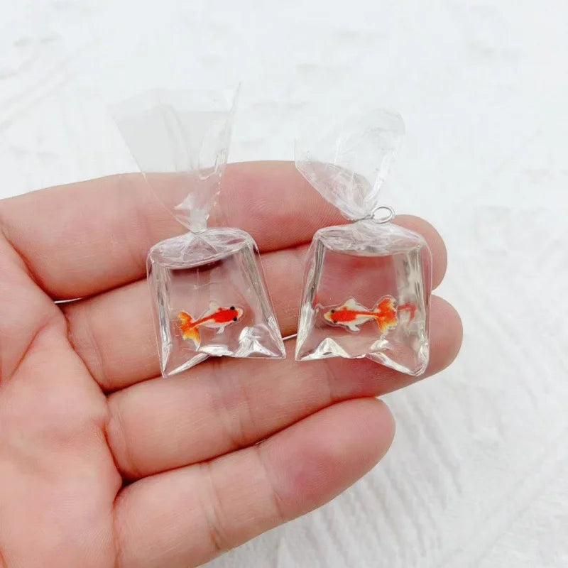 10pcs simulation transparent water bag small fish goldfish carp DIY jewelry accessories keychain pendant earrings accessories