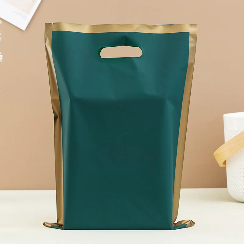 50pcs Customized Logo Colorful Shopping Bags with Handles Plastic Gift Bags for Business Clients Printed Logo Plastic Bags