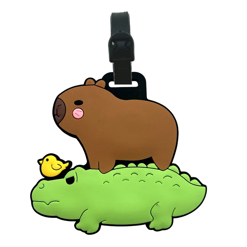 Travel accessories, luggage tags, cartoon capybara, PVC luggage, ID card, address holder, luggage boarding tag, portable tag