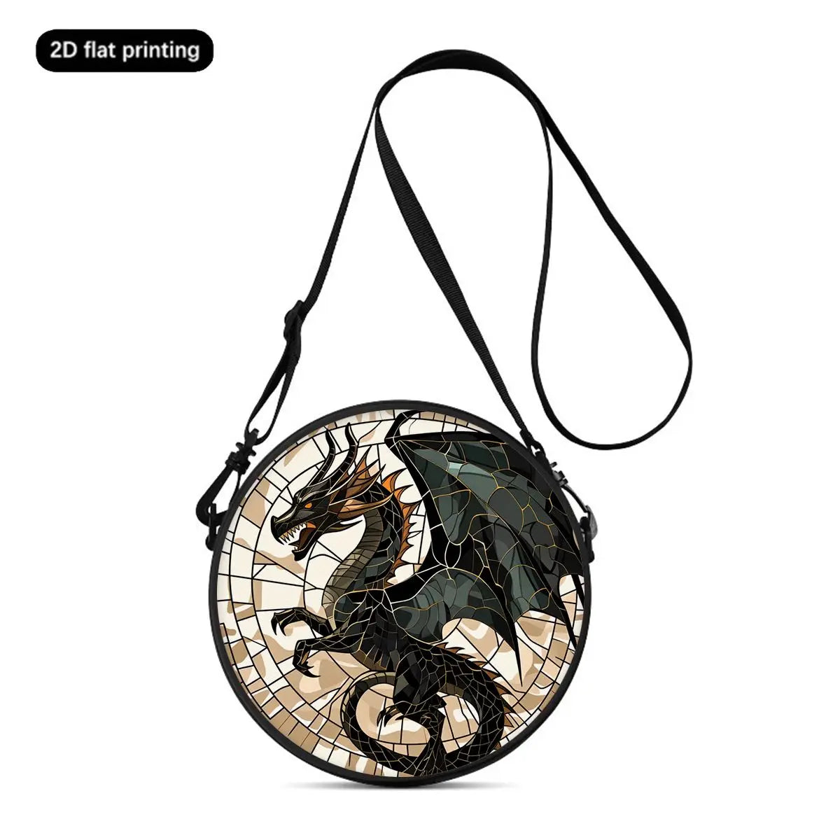 Dinosaur Print Round Shoulder Bag Casual Messenger Bag for Woman Best Gifts 2D Flat Casual Daily Crossbody Bag