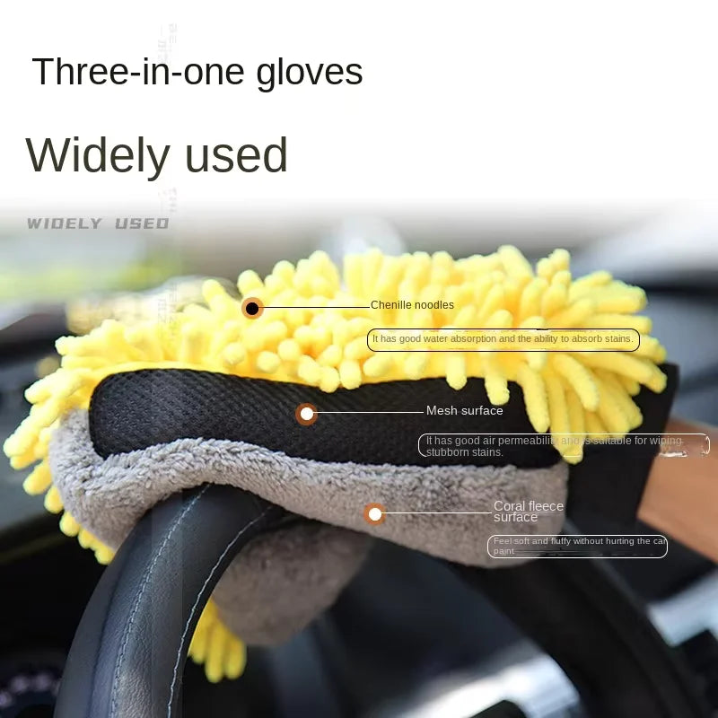 Car Wash Glove Coral Mitt Soft Anti-scratch for Car Wash Multifunction Thick Cleaning Glove Car Wax Detailing Brush