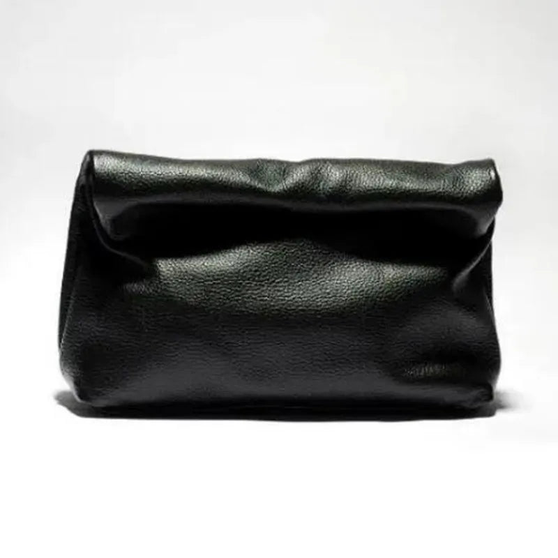 Personality Roll-Edge Leather Bag Lazy Casual Leather Soft Bag Phone Women High Quality Holding Red Large Bag Luxury Designer