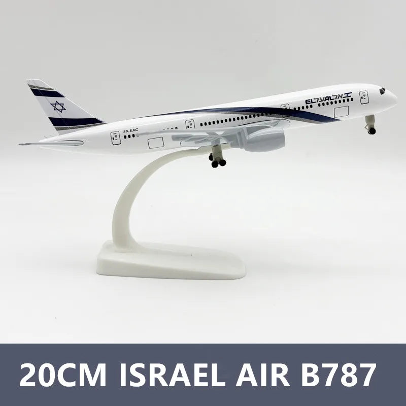 20CM Diecast Metal B-787 El Al Air Airlines Aircraft Israel Model Alloy Airplane With Landing Gear Stand Collection Display Gift