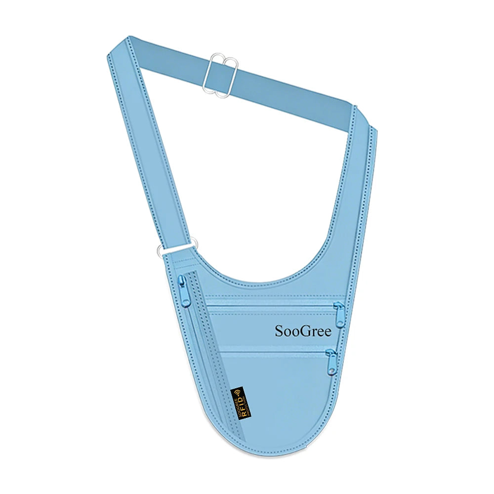 SooGree RFID Blocking Anti-theft Underarm Travel Pouch Hidden Security Shoulder Bag Passport Card Phone Holder Wallet Men Women