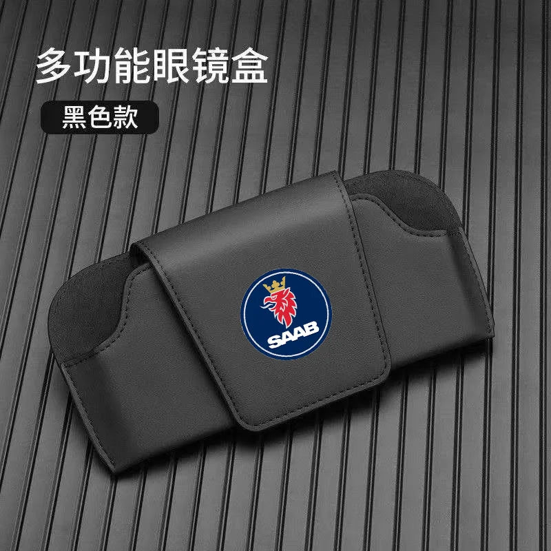 Car Sun Visor Leather Auto Sunglasses Clip Glasses Holder case Storage for SAAB 900 9000 9-3 9-5 99 Turbo 96 9-7X 9-4X
