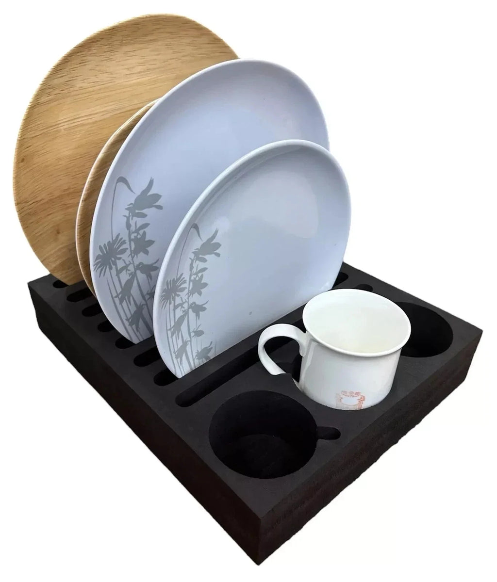 Foam Cup Plate Glass Mug Holder Storage Black For Caravan Motorhome VW Camper Van