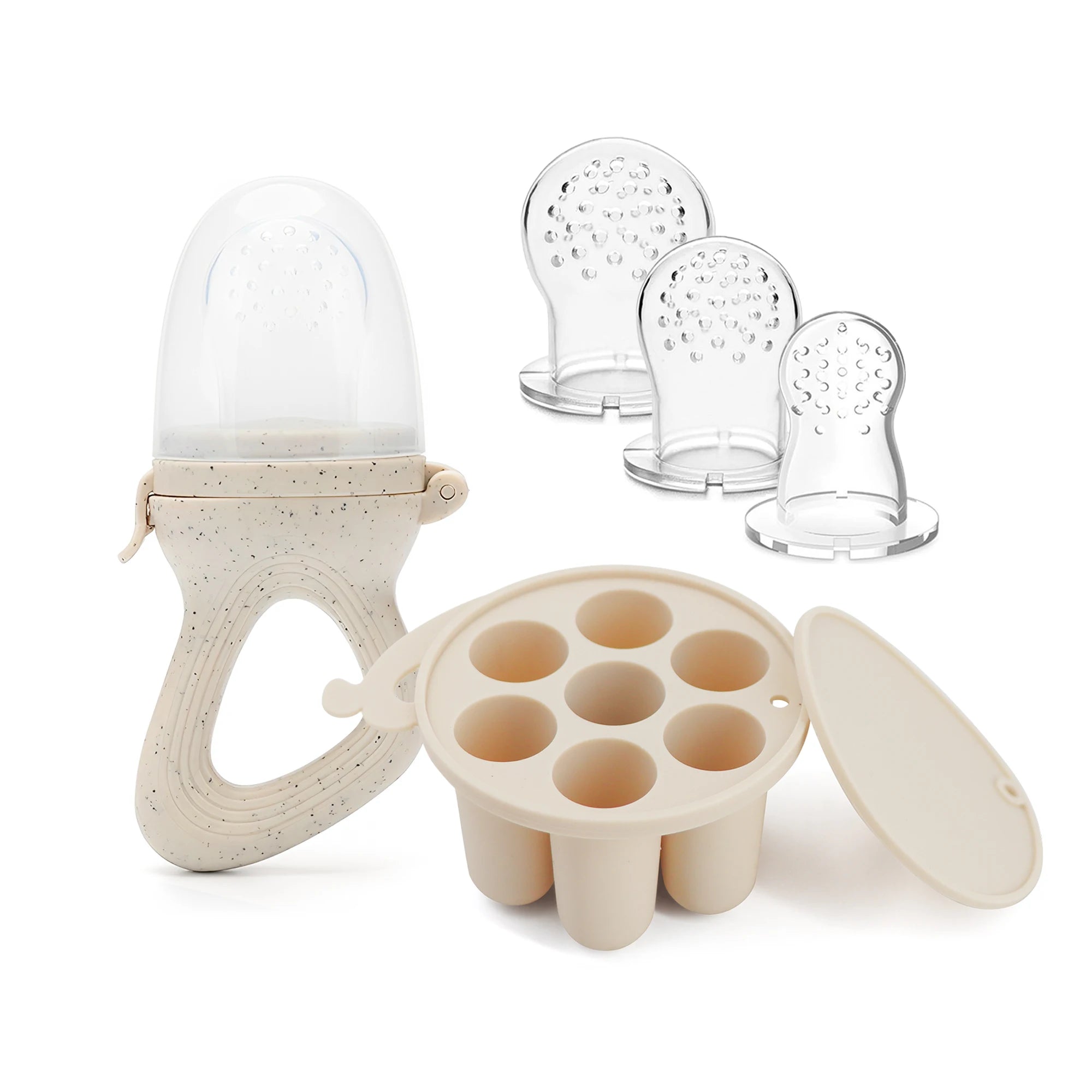 Silicone Baby Fruit Feeder Mini Freezer Tray Fresh Food Chew Bag for Infant Self Feeding Milk Popsicle Molds for Teething Relief