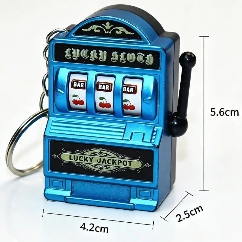 [CL]Mini Gambling Slot Machine Key Chains Arcade Pocket Fruit Lucky Jackpot Gadget Antistress Toy Funny Games Keychain Ring[CL]