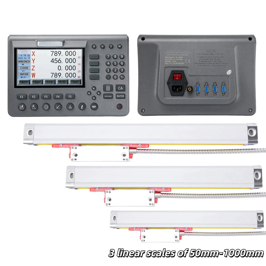 New SDS200 4 Axis Digital Readout AC110V/220V Display LCD DRO SET 3PCS 5um High Precision Optical Ruler Linear Scale Encoder