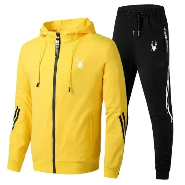 Spring /Autumn Running Breathable and Fashionable Fitness Set for Men a Two-piece Casual Zipper Jacket and Sport Pants Outerwear