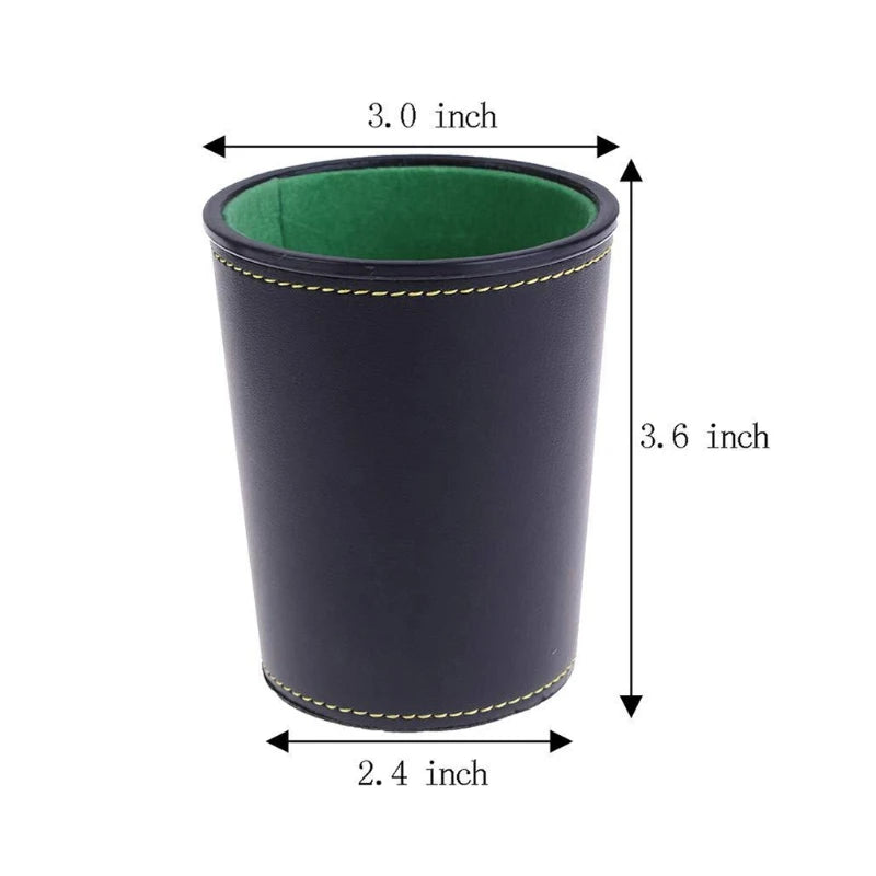 1 Pc PU Leather Dice Cup, Green Flannel Interior Quiet Dice Shaker Cup for Liars Dice/ Farkle/ Yaht-zee Games, 1 Pcs