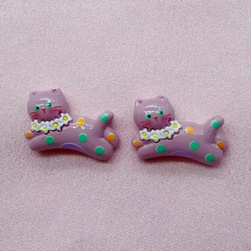 10pcs cartoon DIY resin accessories accessories, cat cream rubber hair clip, phone case, shoe buckle, keychain pendant