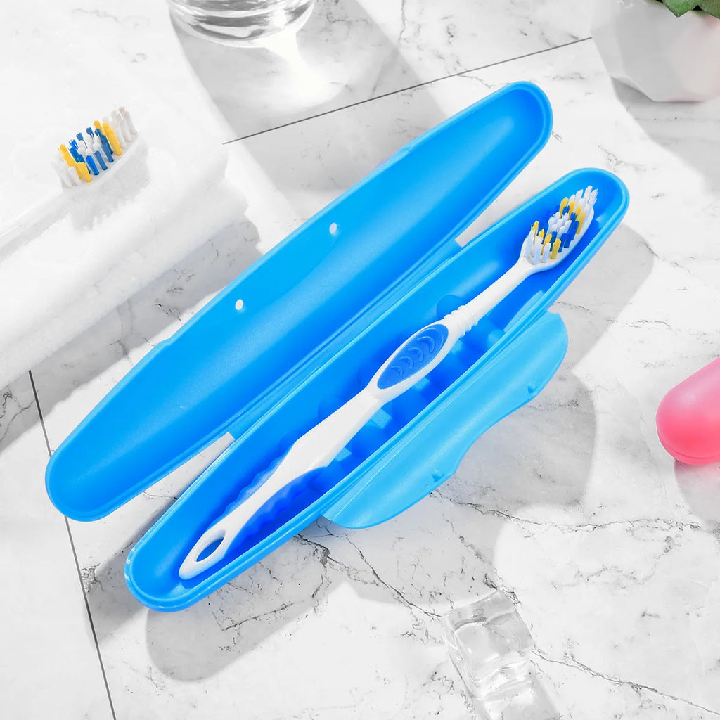 2Pcs Portable Toothbrush Box ABS Travel Storage Case Seal Lock Protective Carrying Box Lightweight for Home Camping Outdoors