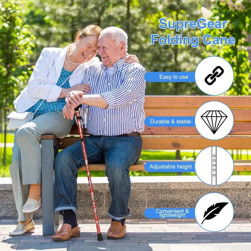 5Level Adjustable Foldable Flower-shaped Aluminum Alloy Walking Stick Portable Elderly Walking Stick Suitable for Outdoor Hiking