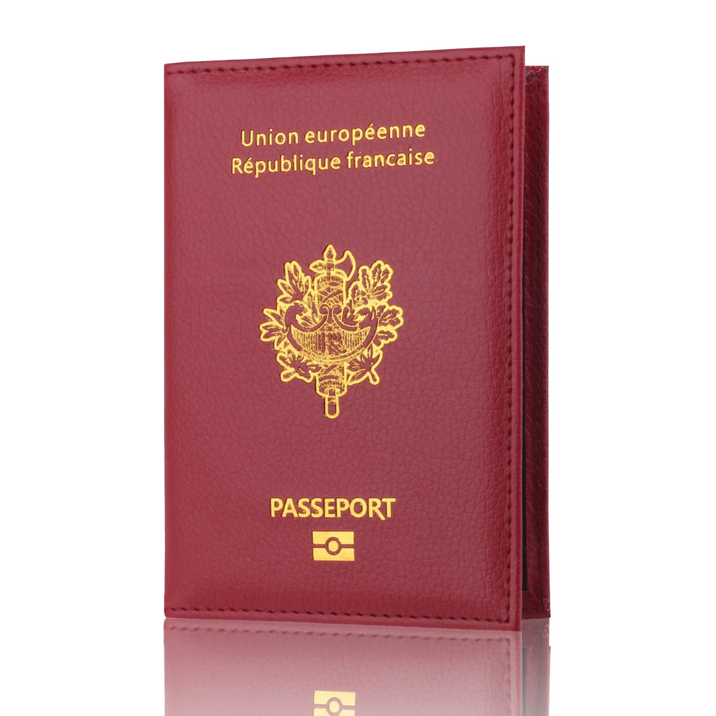 High Quality Pu Passport Protective Cover Bank Card Holder Travel Document Fashion Men and Women French Passport Cover Wallet