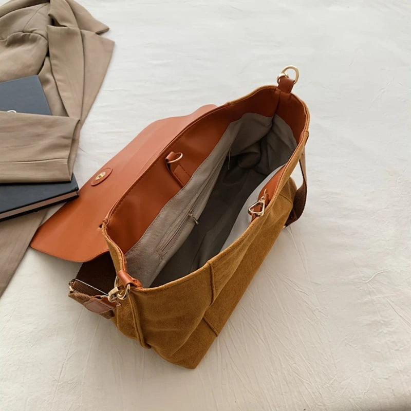Women'S Large Capacity Crossbody Bag Elegant Button Closure, Casual Handbag, Sleek Design, Versatile Daily Commuters Tote Bags