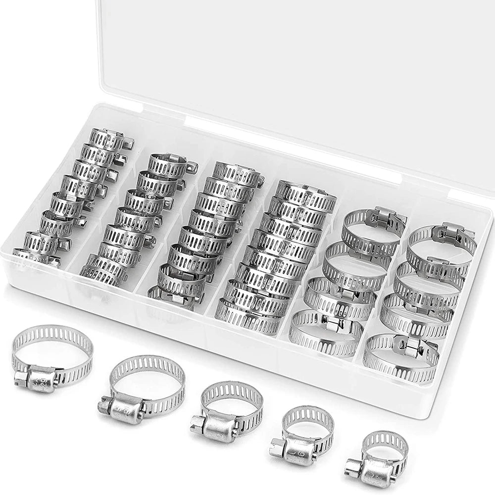 40PCS hose clamp set 1/4 "– 1-1/8" stainless steel worm gear hose clamp for pipes, intercoolers, pipes, pipes and fuel pipes