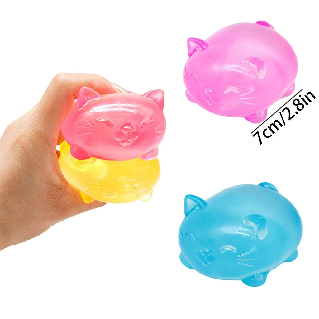 NeeDoh Cool Cats Squishy Cat Stress Toy Glitter Translucent Fidget Toy for Anxiety Relief
