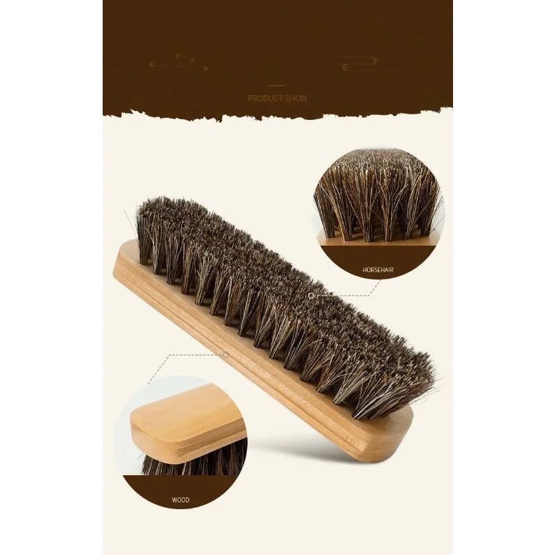 Genuine Horsehair Wooden Brush Car Detailing Polishing Buffing Brush Seat Handle Dashboard Roof Cleaning Premium Car Wash Brush