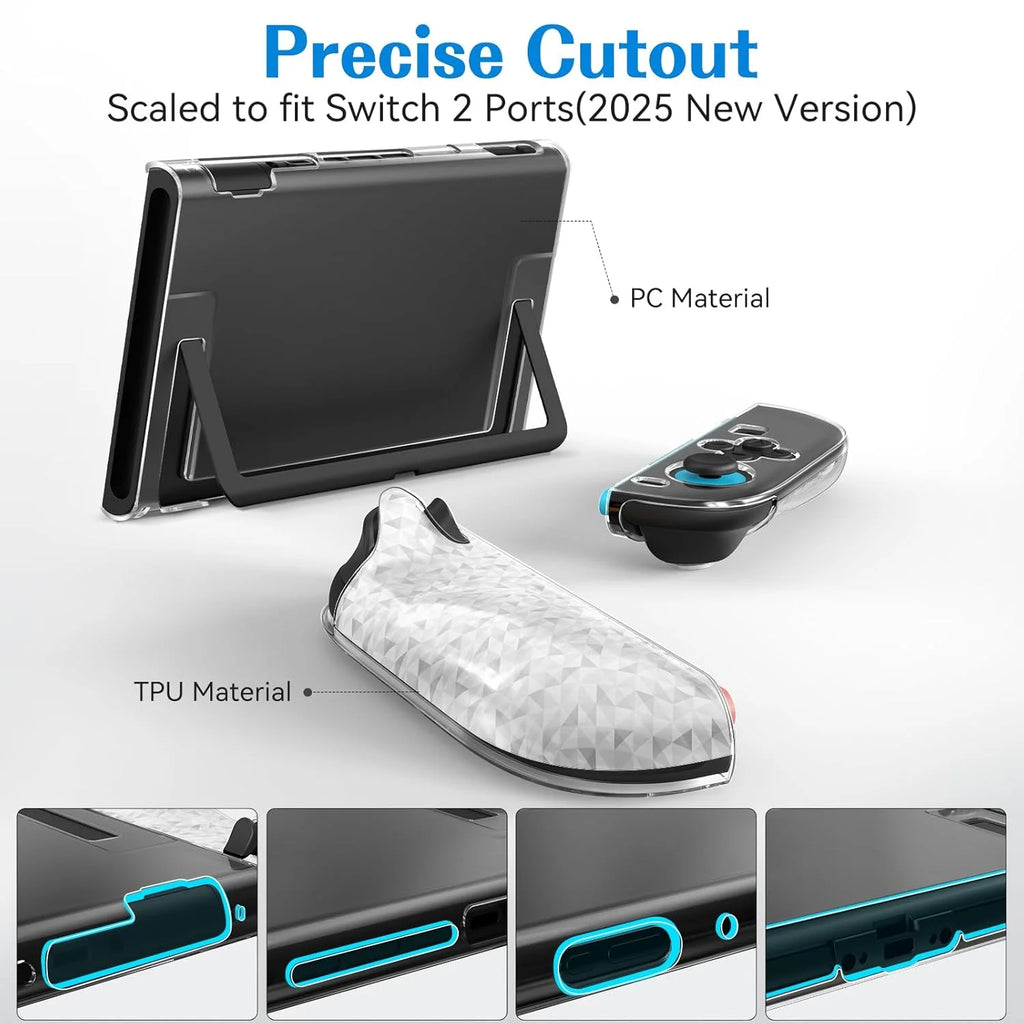 PC+TPU Clear Case Crystal Protective Cover for Nintendo Switch 2 Anti-Scratch Split  Shell Protector For Switch 2 Accessories