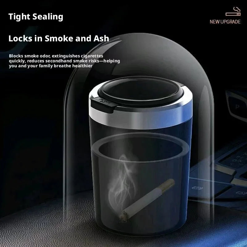 Universal Auto Ashtray Sealed Lid LED Lamp Aluminum Alloy Smokeless Anti Odor Ash Cup Washable Detachable Car Interior Accessory