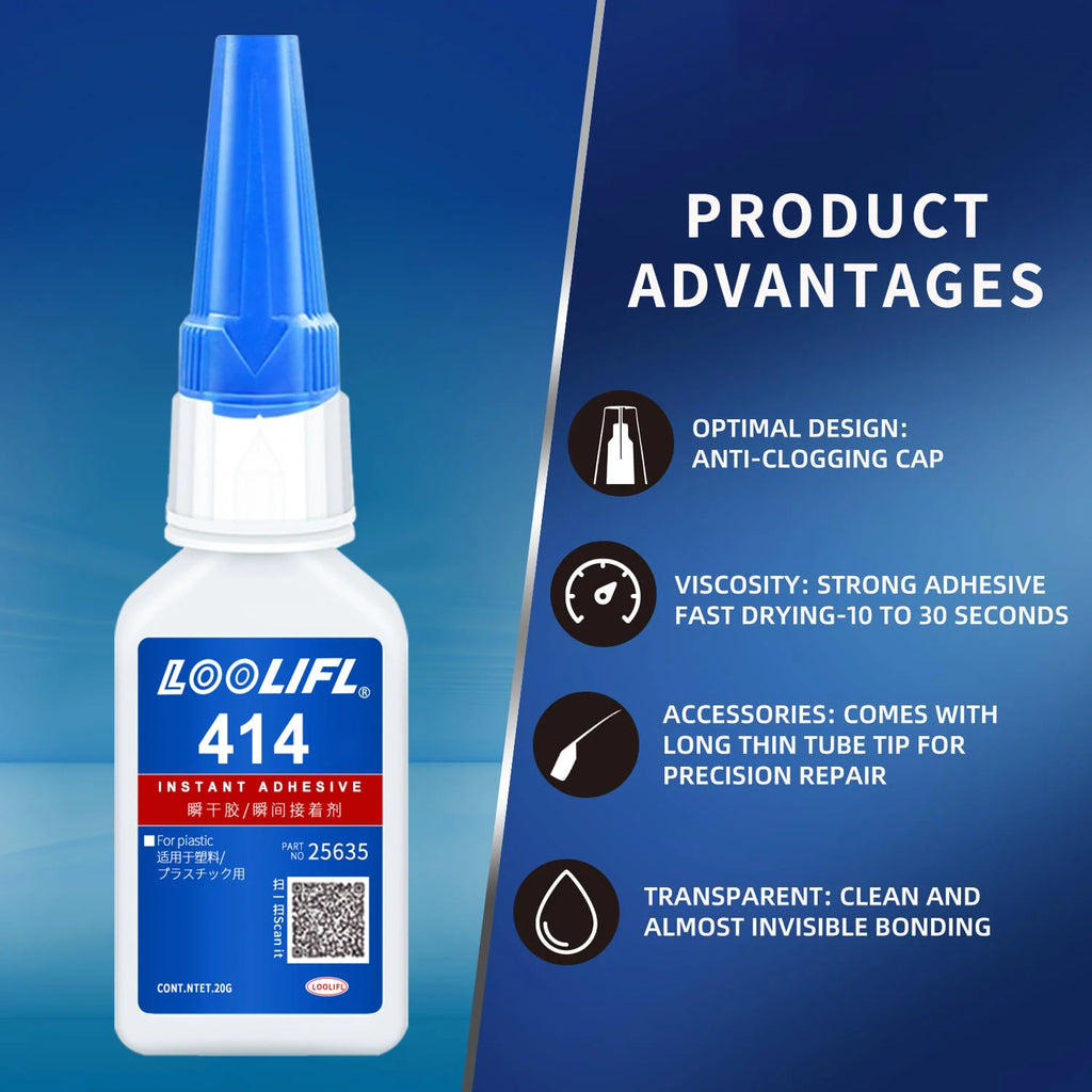 LOOLIFL 414 10Pcs 20G Super Glue Multi Purpose Strong Cyanoacrylate Adhesive For Plastic Rubber Metal Fast Setting Repair Glue