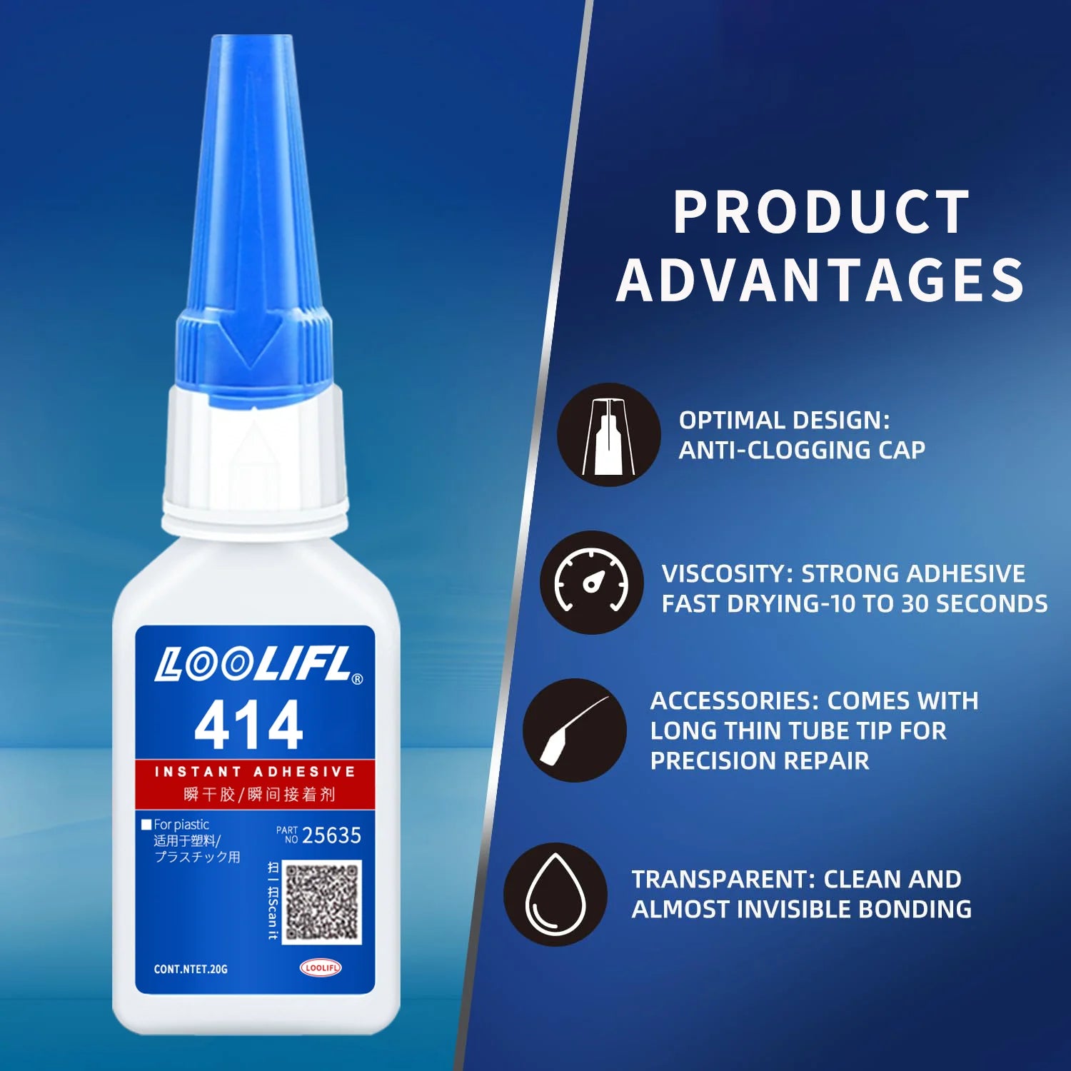 LOOLIFL 414 10Pcs 20G Super Glue Multi Purpose Strong Cyanoacrylate Adhesive For Plastic Rubber Metal Fast Setting Repair Glue