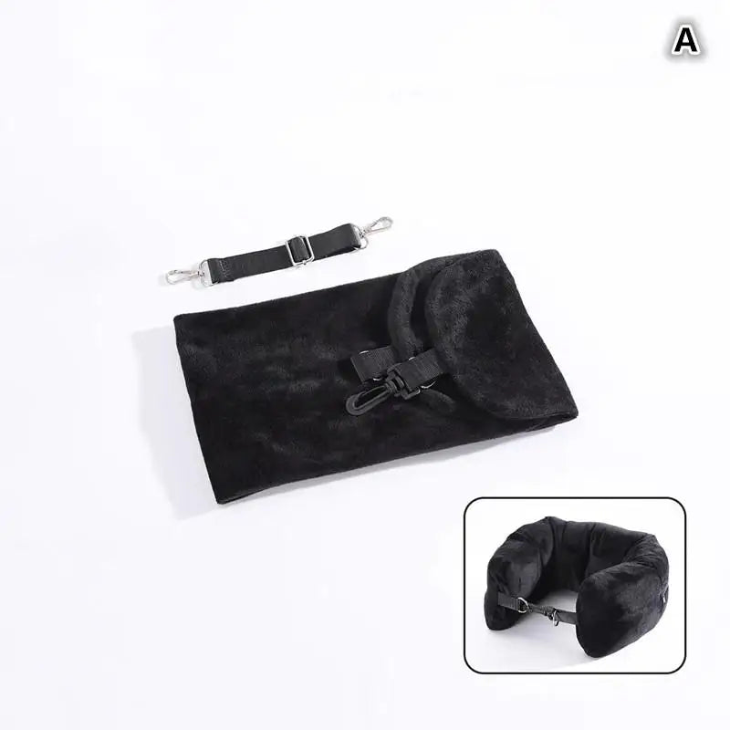 Travel Neck Pillow With Fillable Clothing Storage Bag U-Shaped Pillowcase Crystal Fleece Neck Pillow Cover For Airplane Travel