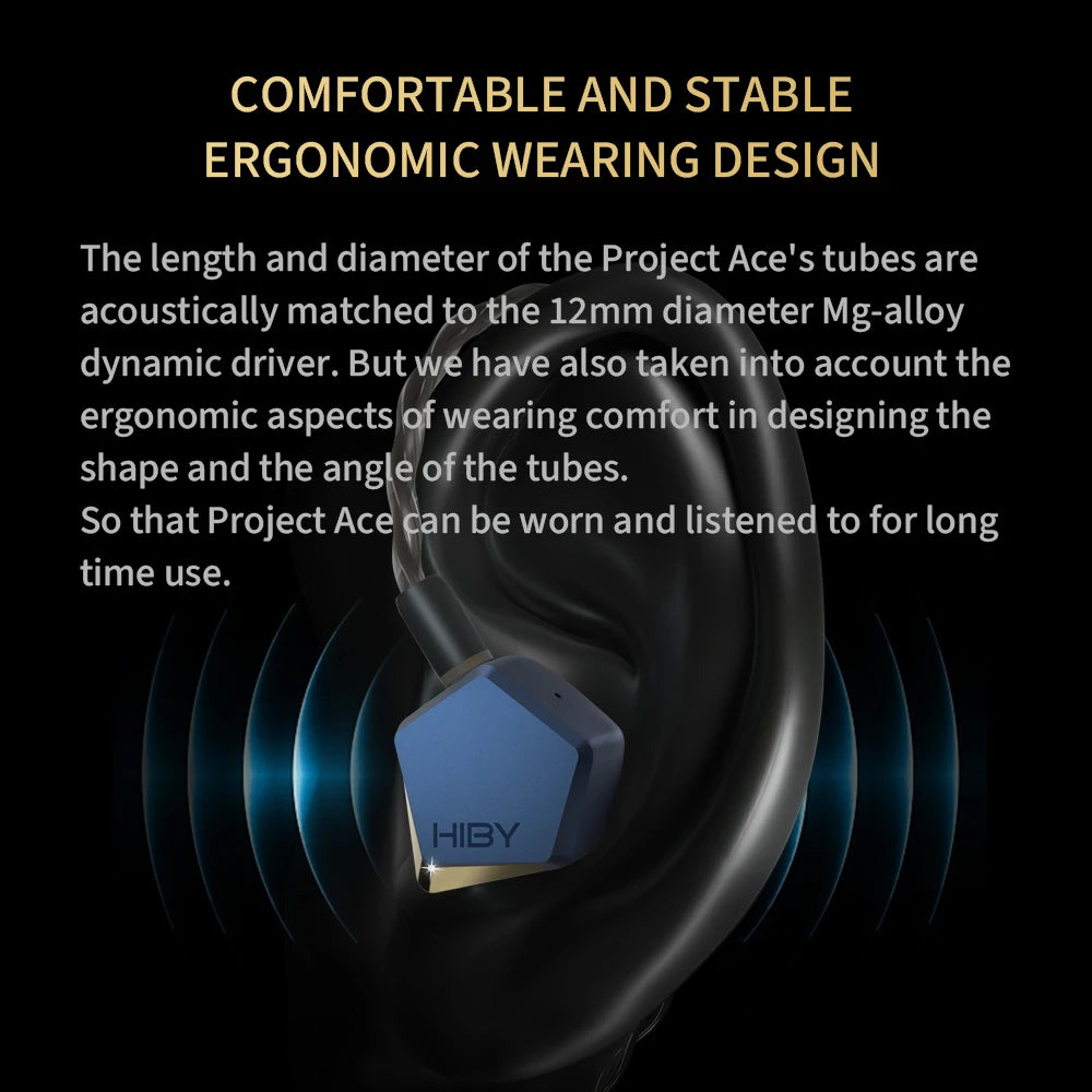 HiBy Project Ace Mg-Alloy Be-plated Dynamic Driver HIFI Earphone In-ear Earphone IEM 0.78mm Wired Earbuds with 3.5/4.4mm Plug