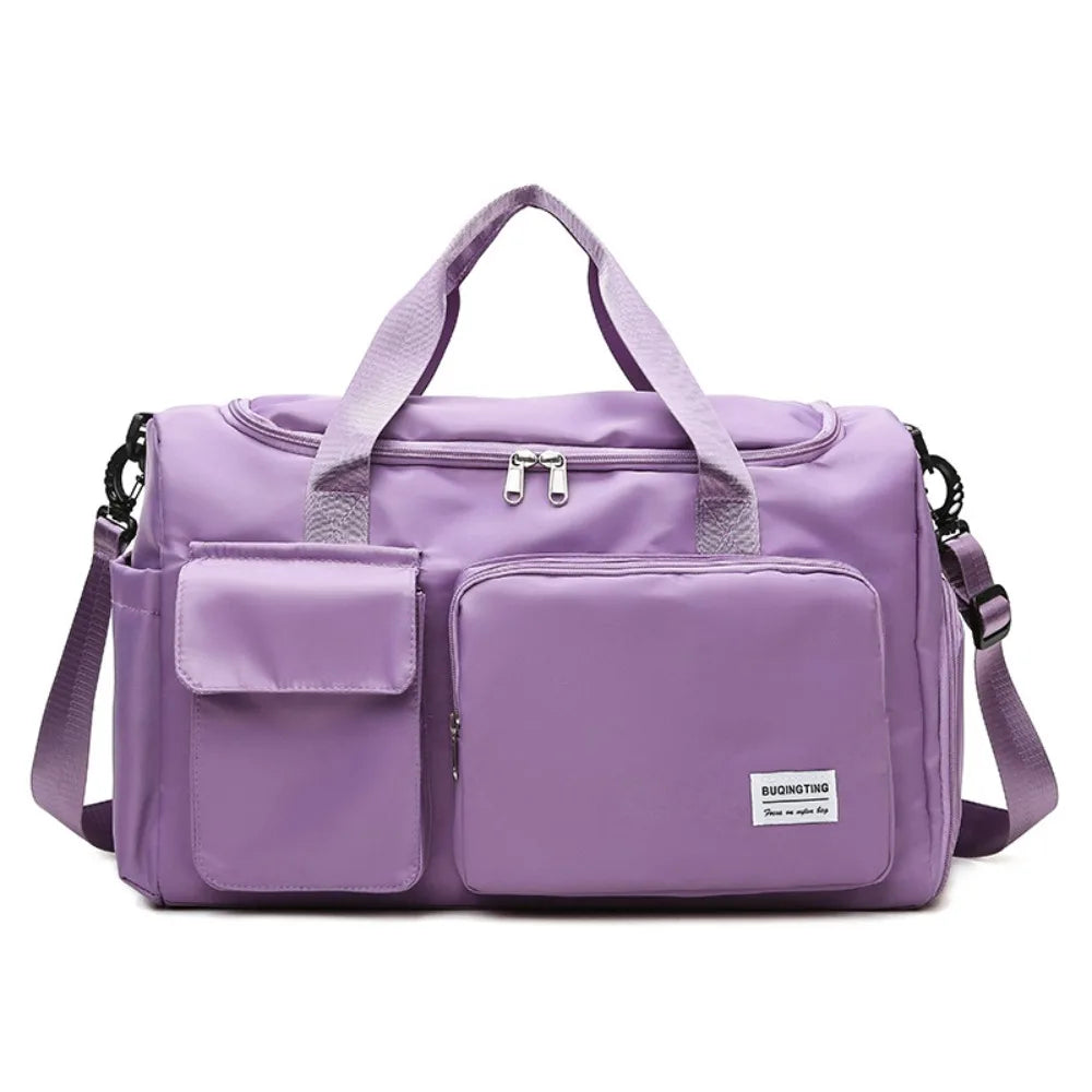 Oxford Travel Luggage Bag Sturdy Foldable Nylon Duffle Bag Multi-functional Solid Color Large Capacity Handbag Ladies