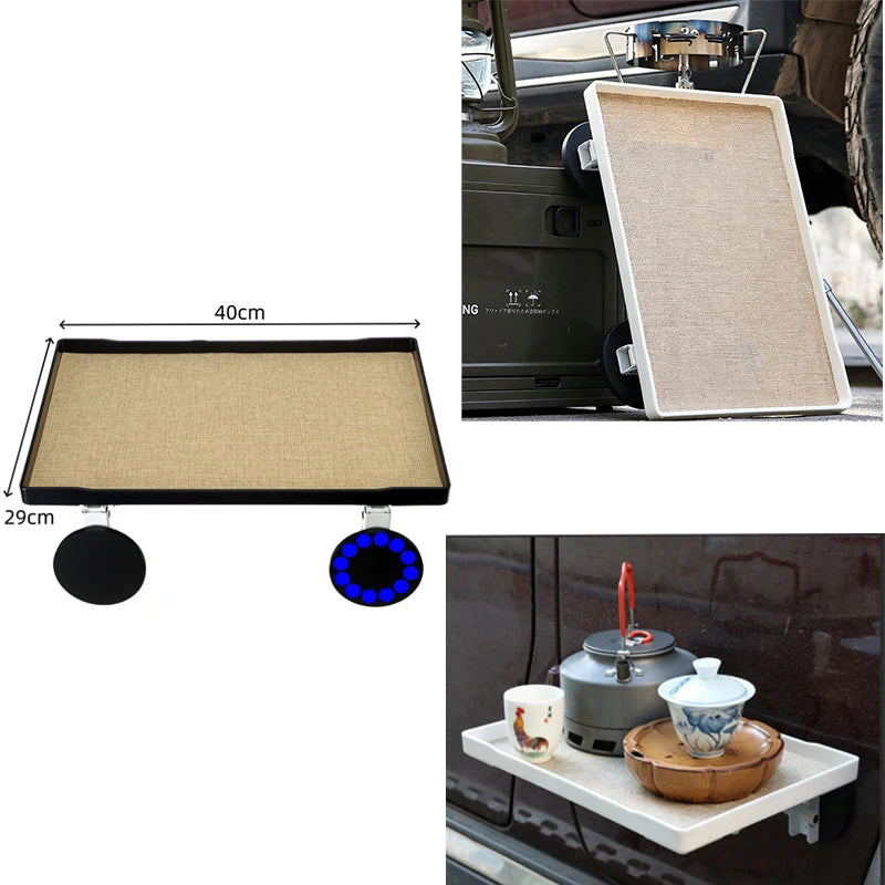 Foldable Magnetic Car Door Camping Tray Side Table Max Load 5kg Outdoor Travel Food Rack For Steel Body SUV Offroad Car