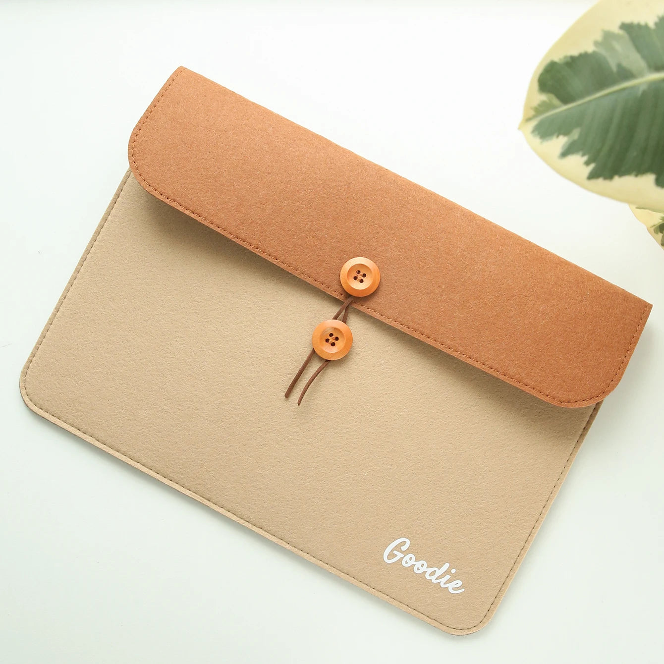 Custom Uv Printed Name Thick Felt A4 Document Envelope Bag Wooden Button Flap Paper File Holder Personalized Travel Storage Gift