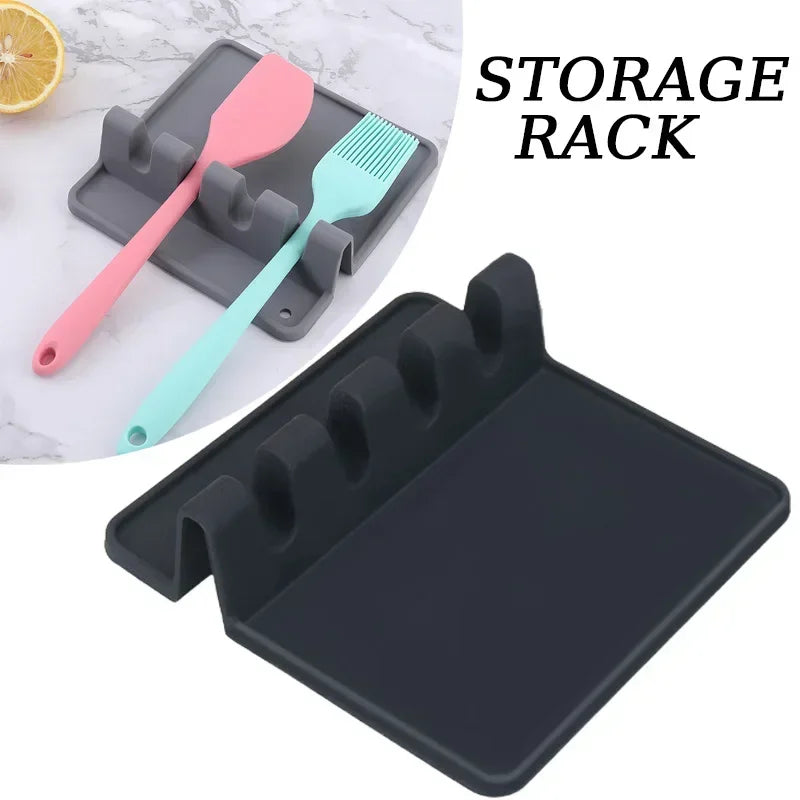 1pc Heat-Resistant Silicone Utensil Holder with Drip Pad - Perfect for Stove Spoons, Spoons, and Tongs - Kitchen Essential