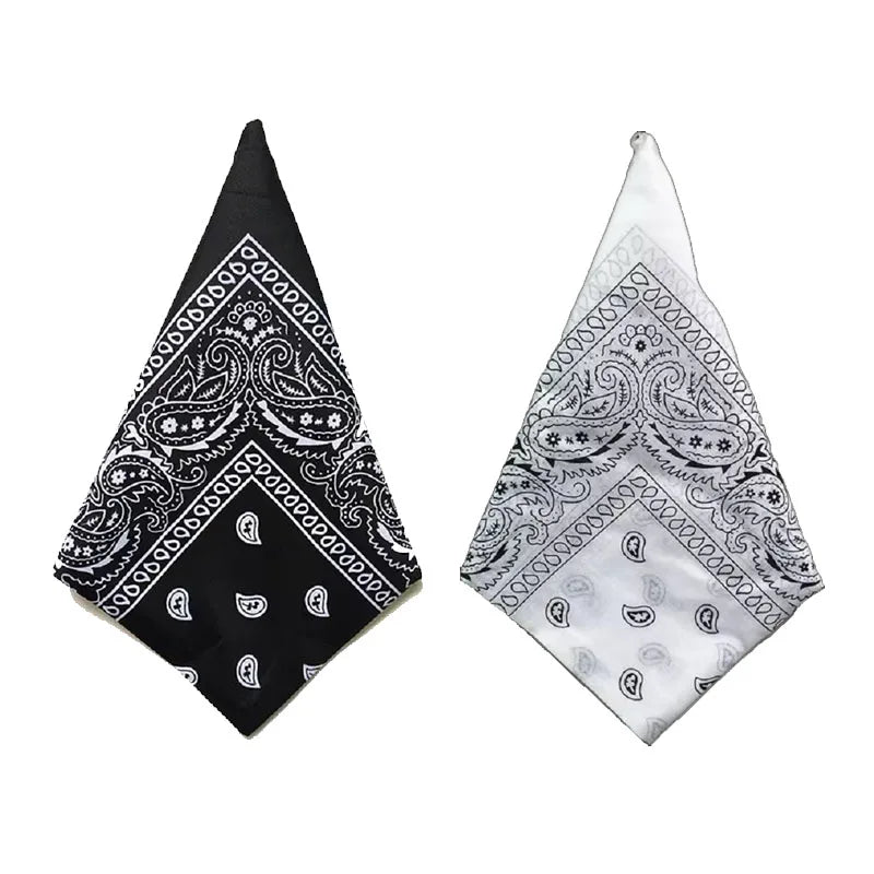 1/2PCS Fashion Hip Hop 100% Cotton Bandana Square Scarf 55cm*55cm Black Red Paisley Headband Printed For Women/Men/Boys/Girls