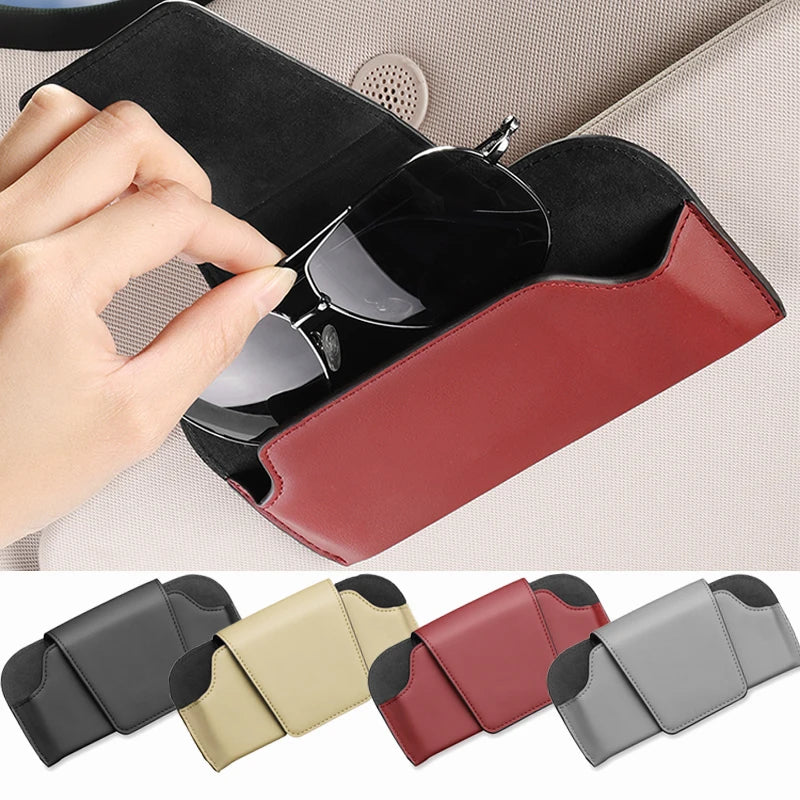 Universal Car Glasses Case Auto Sun Visor Suede Glasses Holder Sunglasses Clip Magnetic Card Ticket Holder Interior Accessories