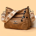 Everyday Versatile Rider Distressed Leather Crossbody Bag Spacious Capacity, Soft Sling for Motorcycle Weekend Short Trips