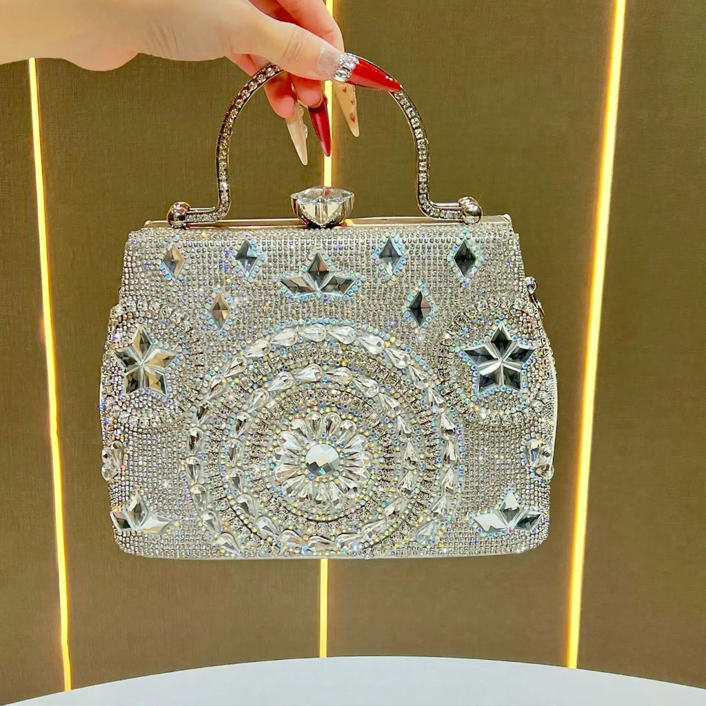 Ladies dinner bag light luxury handbag flash diamond clutch bag high-end chain oblique span women's bag