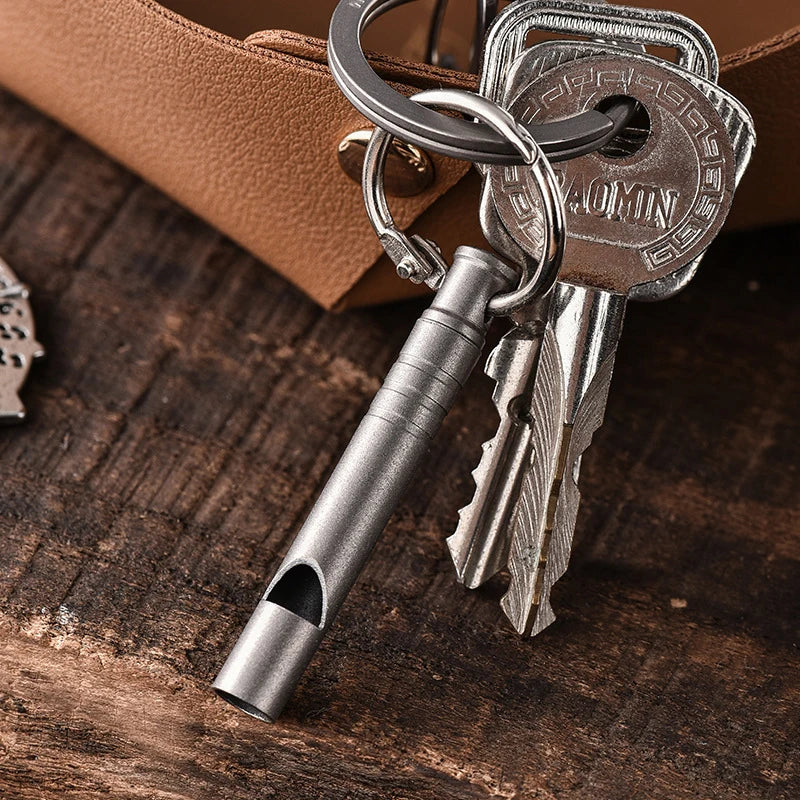 Ultralight Titanium Emergency Whistle With Lanyard Outdoor Camping Hiking Survival Tool