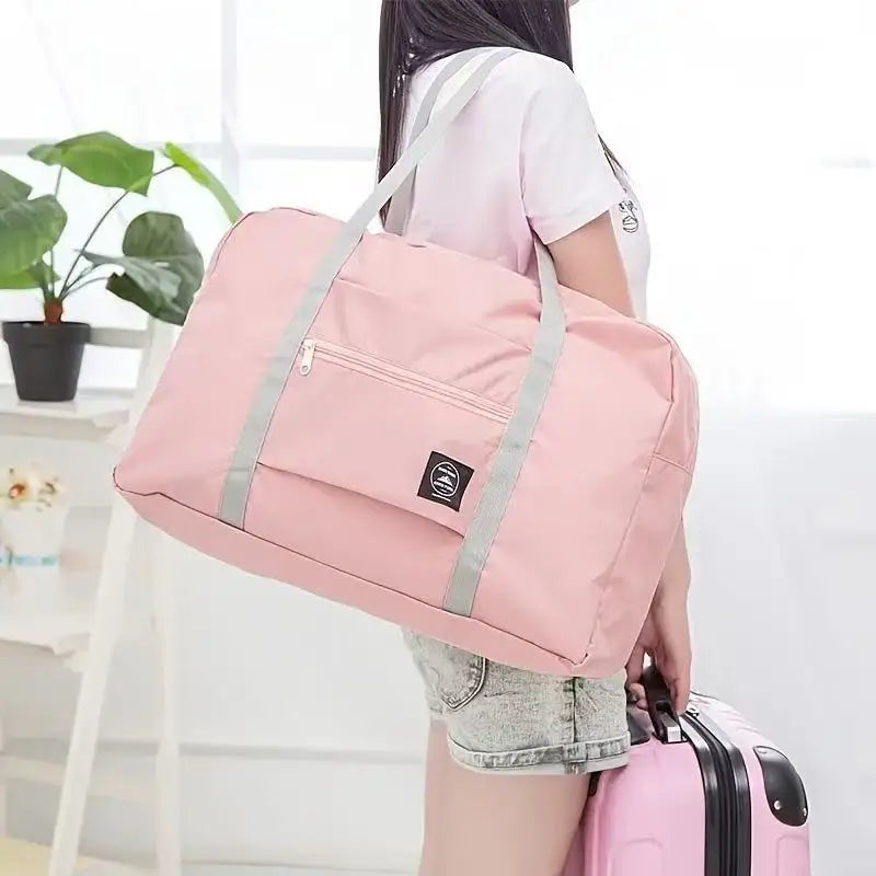 Foldable Travel Duffle Bag Large Capacity Nylon Carry On Handbag Lightweight Multifunctional Storage Tote for Airplane Weekend