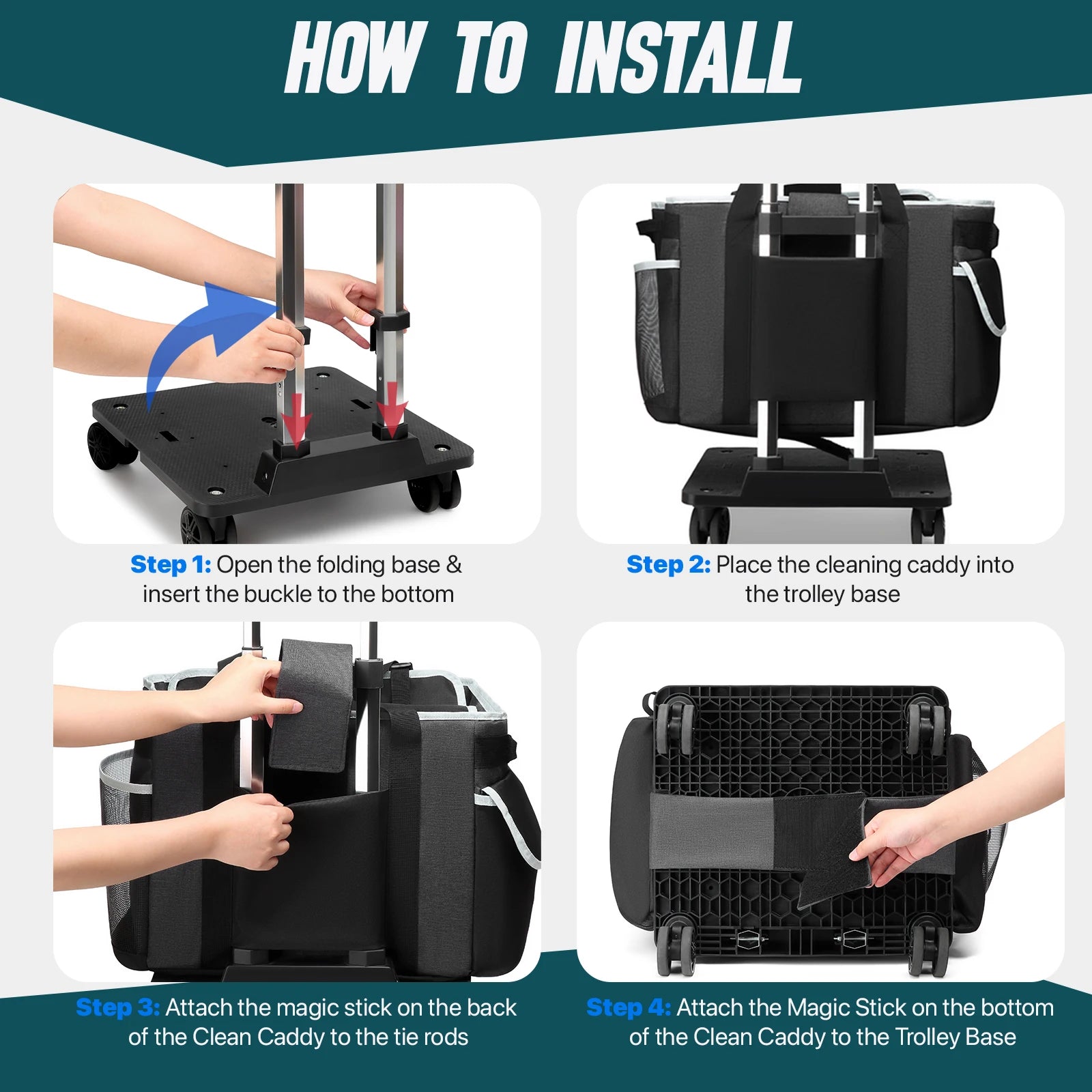 Rolling Cleaning Caddy Bag Tool Bag Cleaning Tools Storage Bag Professional Portable Large Cleaning Bag With Wheels Oxford Bags
