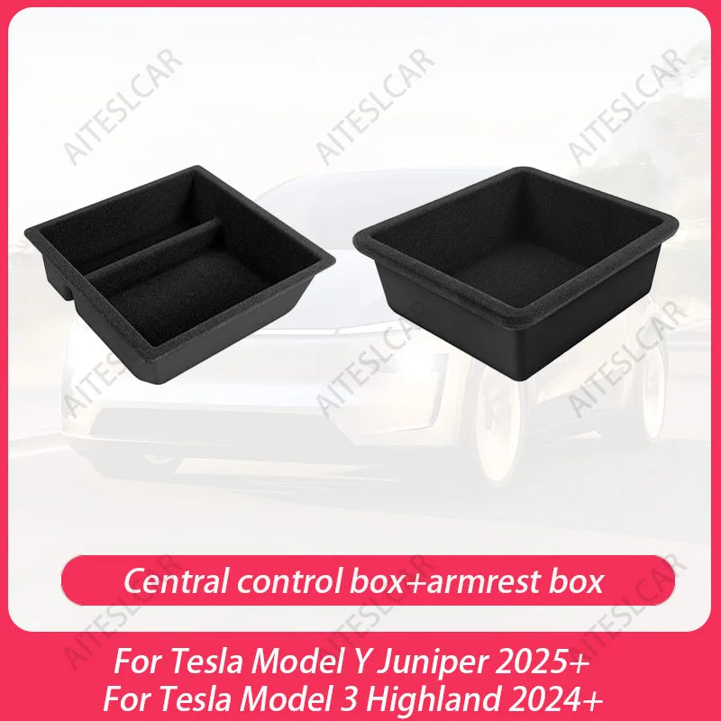 Central Control Storage Box for Tesla Model 3/Y+ Modely Juniper Center Console Organizer Tray Armrest Cubby Drawer Accessories