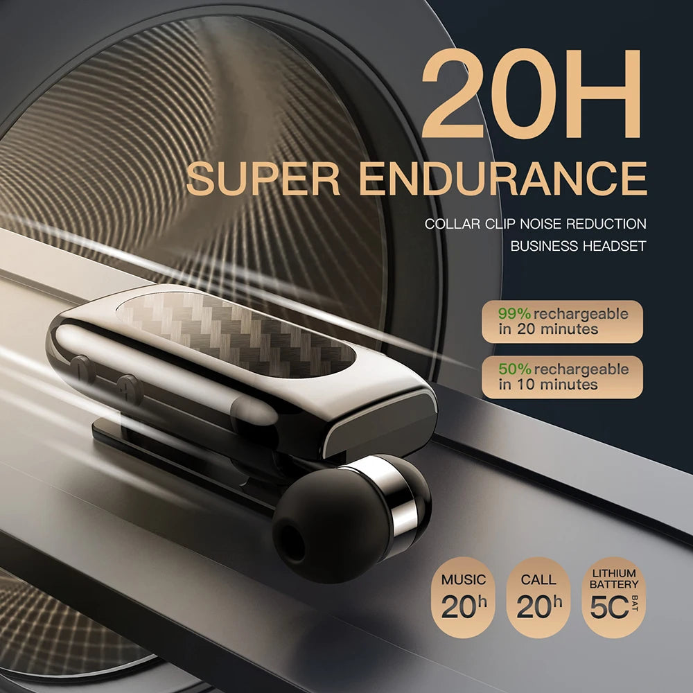 Wireless Bluetooth Headset Clip Ears In Lotus With Wire Headphone  Retractable Wire Stereo Handsfree Earbuds Ear Blues For Phone