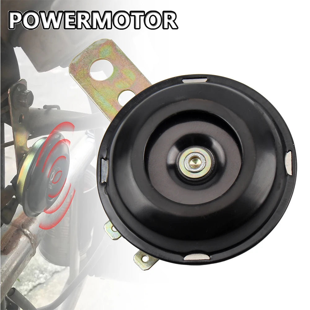 Motorcycle Horn 12V 48-60V Super Loud Waterproof Round Speaker Universal Scooter Motorbike E-Bikes Mopeds Electric Accessories