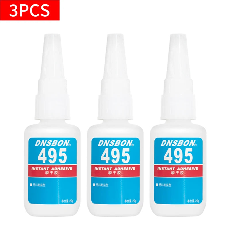1/2/3pcs 495 Super Glue Plastic Professional Adhesive Transparent Cyanoacrylate Glue Fast Drying Odorless Long Lasting Bonding