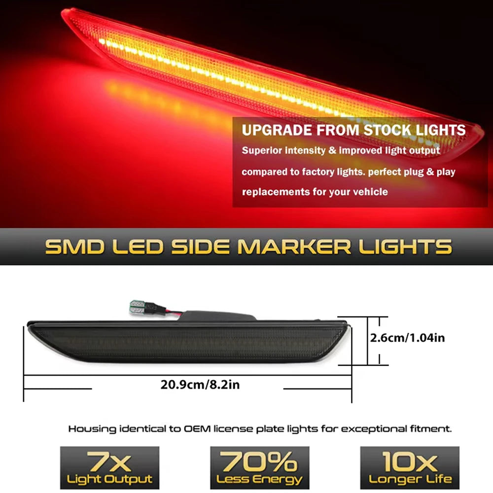 2pcs LED Rear Side Marker Lights Lamps For Ford Mustang 2015-up OEM Replace