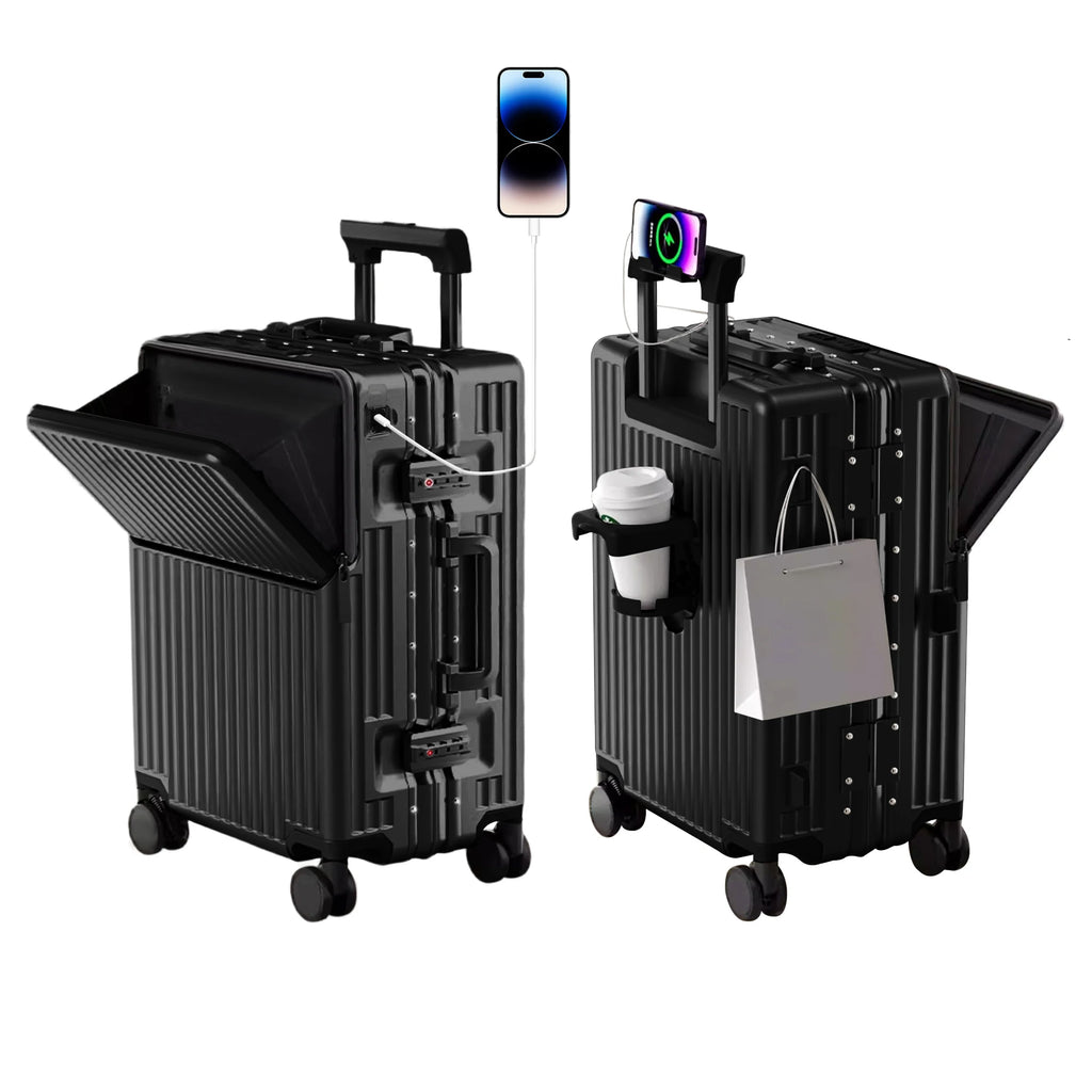 AIWEINY Lightweight Aluminum Frame Hard Shell Luggage 360 Silent Spinner Wheels TSA Lock 20/24/27 Inch Carry On/Travel Suitcase