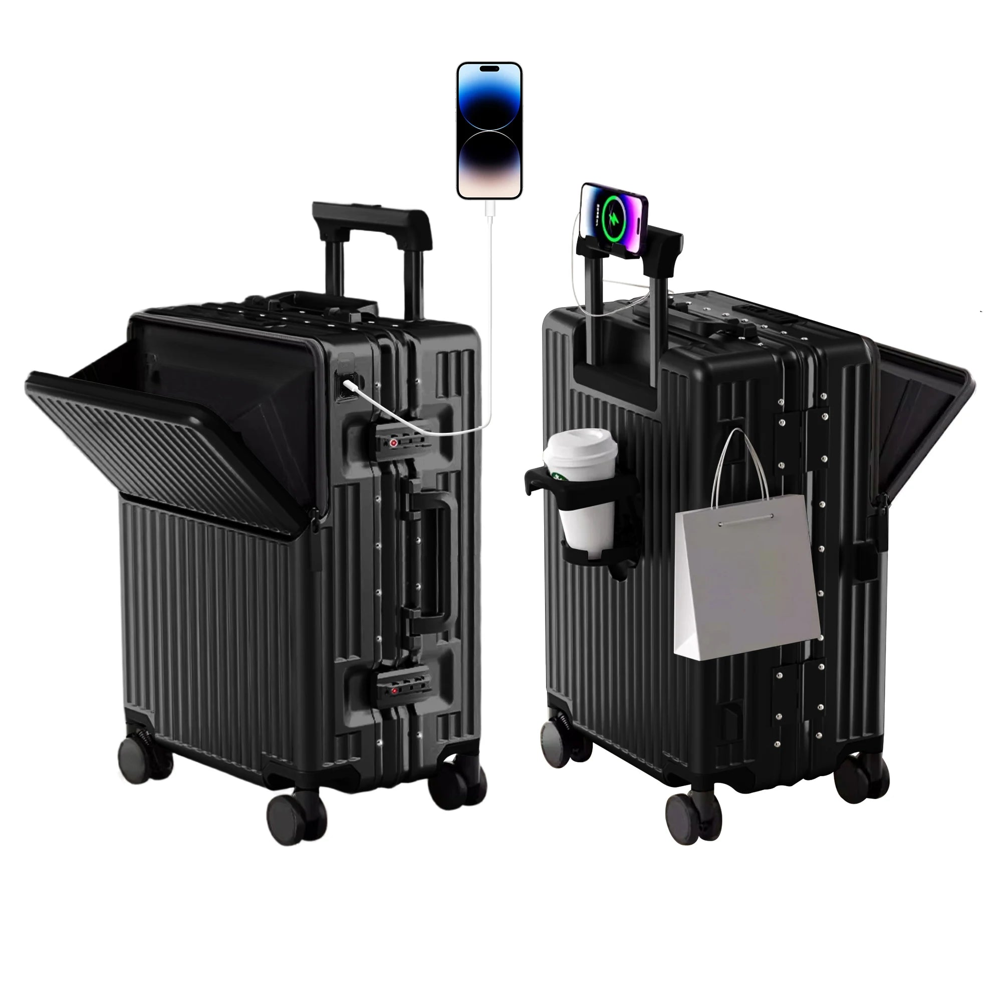 AIWEINY Lightweight Aluminum Frame Hard Shell Luggage 360 Silent Spinner Wheels TSA Lock 20/24/27 Inch Carry On/Travel Suitcase